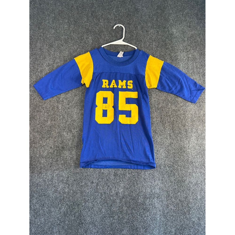Vintage Rawlings NFL Los Angeles Rams Youth Jersey Blue Yellow 85 Size S 6-8